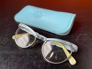 Vintage Cat Eyeglasses mid century cool GF 50s pin-up granny silver leaf blue 12 - Picture 1 of 12