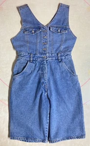 Vintage Jordache Denim Jumper Dress Kids Girls 11/12 Jean 90s Canadian Tuxedo - Picture 1 of 15