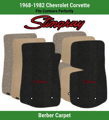 Tapetes carpete dianteiro Lloyd Berber para Chevy Corvette 68-82 com arraia vermelha/preta - Imagem 1 de 4