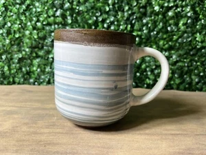 Dash Of That Pottery Blue Brown Lines Stripes Coffee Mug Cup - Picture 1 of 7