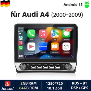 64G Carplay Android 13 Autoradio Für Audi A4 S4 RS4 00-2009 GPS Navi WIFI BT FM - Bild 1 von 17