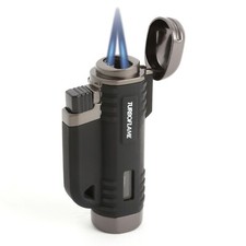 TURBOFLAME V flame - Twin Laser Jet - Windproof Refillable Lighter - BLACK