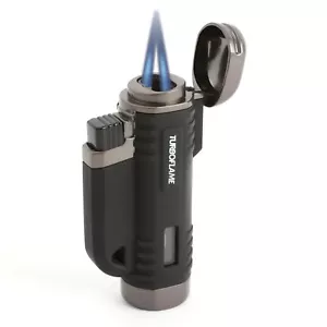 TURBOFLAME V flame - Twin Laser Jet - Windproof Refillable Lighter - BLACK - Picture 1 of 5