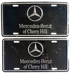 SET OF 2 VINTAGE MERCEDES BENZ DEALER BOOSTER PLATES CHERRY HILL NEW JERSEY - Picture 1 of 2