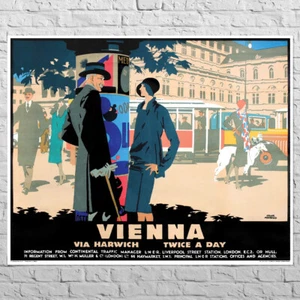 Poster Vienna, 1925 | 34x27" Big size | Retro Austria 20s | Lady & Gentleman - Picture 1 of 4