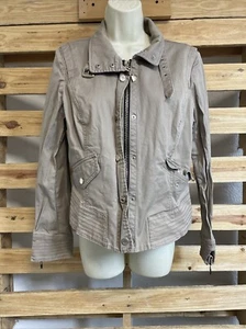 White House Black Market Tan Bomber Zip Up Jacket Woman's Size 12 KG - Picture 1 of 14