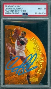Dennis Rodman 1998 Metal Universe Planet Metal #5 Autograph PSA DNA MINT 9 Auto - Picture 1 of 2