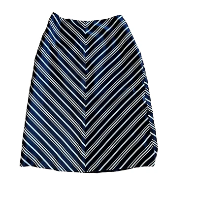 Falda Pendleton Seda Para Mujer Talla 10 Náutica Azul Blanco Rayas Clásica Línea A Foto 1 de 4
