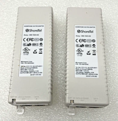 LOT 2 Shortel Shorephone GIG POE Adapter-Model PD-3501G/AC 48V 0.35A 300-1023-02 - Image 1 of 4