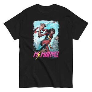 MS Marvel Animated T Shirt Mens Licensed Marvel Comic Avengers Tee New Black - Picture 1 of 2