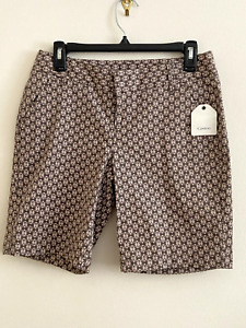 NWT Caslon Shorts Size 4P PETITE Geometric Pattern Khaki Green