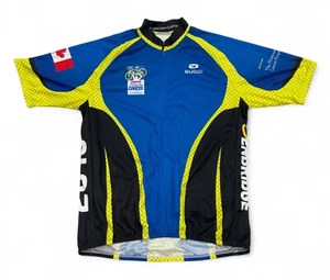 Sugoi Conquer Cancer Canada Blue Yellow Cycling Bike Jersey Men's M - Picture 1 of 7