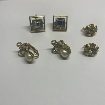 Lote de 3 Pendientes Clip Avon Tono Oro Todos Firmados Clip-on Foto 1 de 4