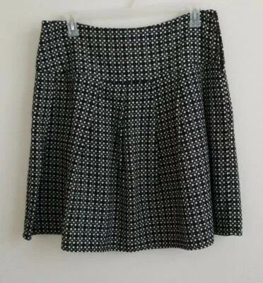 Falda de mujer LUX blanca y negra línea A plisada mezcla de lana usada talla 13 Foto 1 de 4