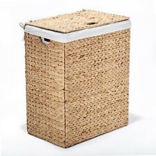 Seville Classics Hand-Woven Water Hyacinth Lidded Hamper with Removable Liner