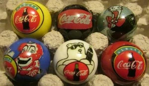 Lot of 6 Coca Cola Advertising Glass Marbles - Picture 1 of 1