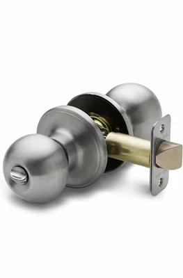 Perilla de puerta de privacidad de níquel cepillado satinado - Bloqueo interior, se adapta a puertas estándar Foto 1 de 4