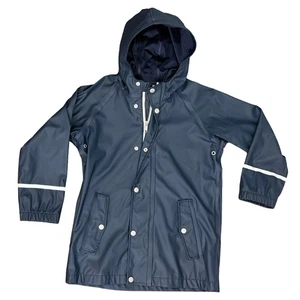 Hanna Andersson Blue Hello Rain Waterproof Hooded Jacket Girls Boys 8 / 130 cm - Picture 1 of 11