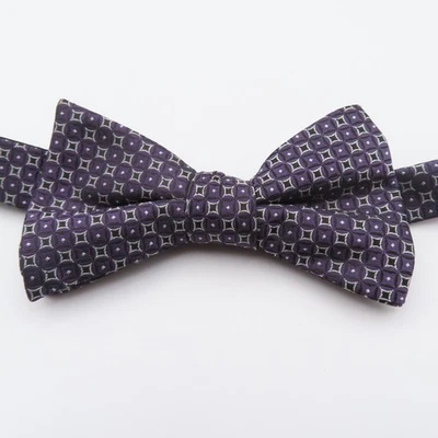 Pajarita Alfani Poliéster Púrpura Blanco Cuadros 2.5" Ancho Preatada Foto 1 de 4