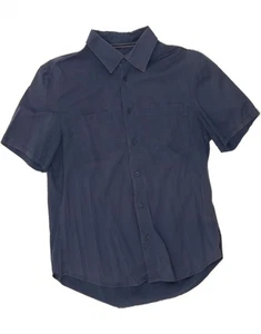 ARMANI JEANS Mens Short Sleeve Graphic Shirt Large Navy Blue Cotton DR25 - Picture 1 of 3