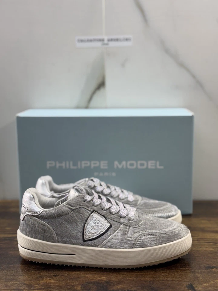 Philippe Model Sneakers Nice Low Pony Metal argentata  36 - Immagine 1 di 4