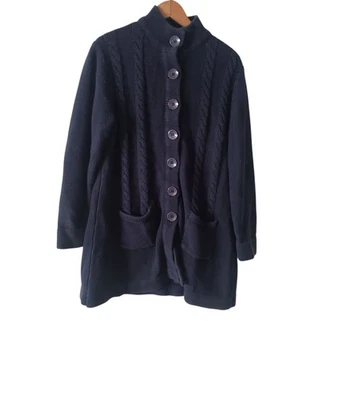 Cárdigan para mujer Chadwicks tejido con cable Cottage Fairy clásico grueso azul marino, XL Foto 1 de 4