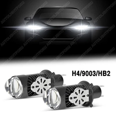 Kit de faros de lente de proyector bi-LED H4 9003 bombillas retrofit haz alto-bajo LHD de 2 piezas Foto 1 de 4