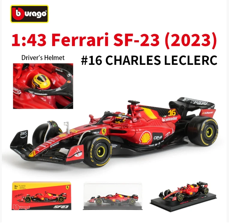 Bburago 1:43 F1 Formula SF24 SF23 Monza Ferrari Car Carlos Sainz Charles Leclerc - Image 1 of 4