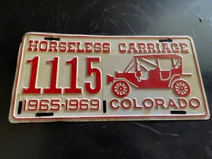 1965 - 1969 Colorado Antique HORSELESS CARRIAGE License Plate 1115 - Picture 1 of 1