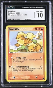 Growlithe #55 – Legend Maker – CGC 10 – PSA Quality – Mint Pokémon Card – EX-Era - Picture 1 of 4