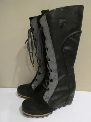 Botas de Cuero SOREL CATE THE GREAT WEDGE Talla 8 Altas Negras Impermeables con Cordones Foto 1 de 4