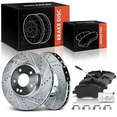 Rotores de freno delanteros perforados y pastillas de freno de cerámica para Benz W203 C209 R171 C320 C350 Foto 1 de 4
