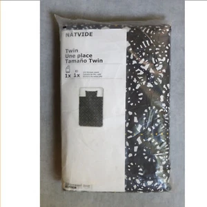 IKEA Natvide Twin Duvet Cover and Pillowcase Set Black white Bohemian Collection - Bild 1 von 3