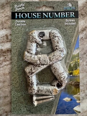 Cast Iron Birch Number / Numbers - Street Address House Rustic Decor DIY Craft - Image 1 of 2