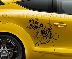 Megane Custom Vinyl Body Graphic Decals 2 x Flower Car Stickers - Picture 1 of 6