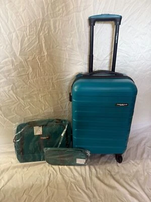 Travelers Club Austin Hard side 20" Carry On Luggage Set 3 Piece Aqua Blue - Image 1 of 4