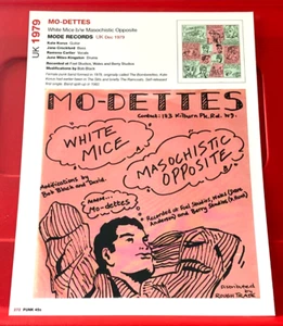 The Mo-Dettes White Mice Record Cover Art PICTURE / PRINT 10.5" x 8" - Picture 1 of 3