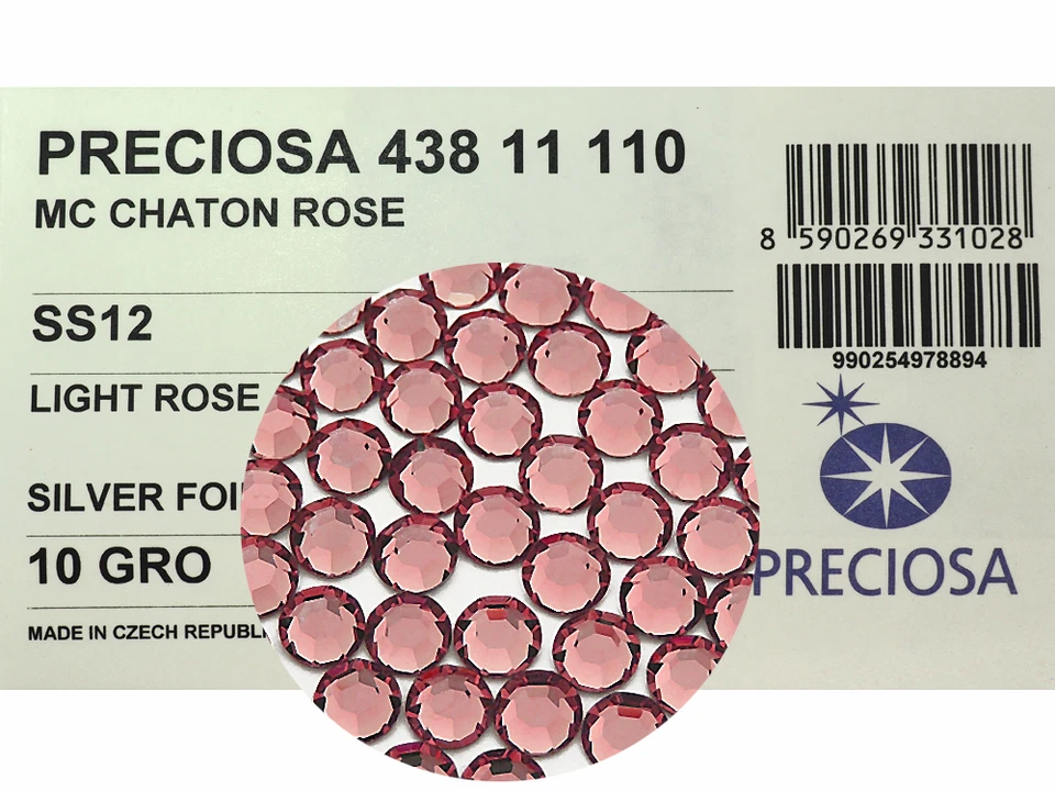 1440 PRECIOSA Genuine Czech Crystals 12ss Light Rose 8ft MC Flatbacks Ss12 3mm
