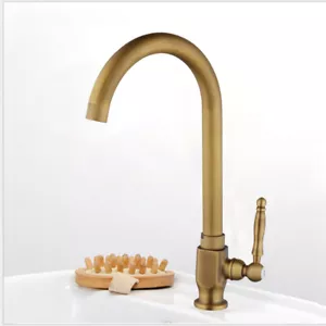 Grifo giratorio de cocina antiguo de latón cubierta de lavabo grifo montado solo agua fría - Imagen 1 de 6
