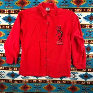 Camisa 4FJN Originales Abotonada Kokopelli Gráfica Roja Occidental Para Hombres Talla M - Imagen 1 de 10