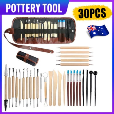 30PCS Clay Sculpting Carving Pottery Tool Set Bag Kit Modelling DIY Sculpture AU - image 1 of 4