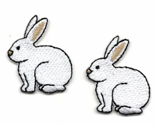 RABBITS SET OF 2 Iron On Patch Animals Children Bunny - Image 1 of 1