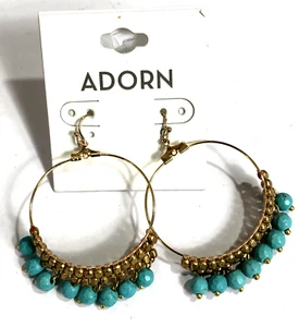 Adorn Dangle Earrings Hoop Blue Drop - NWT - Picture 1 of 10