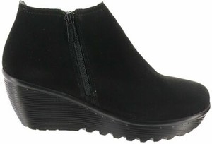 skechers ruched suede wedge boots