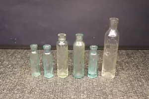 Antique Vintage 1890’s OMEGA OIL Medicine Cure Bottle Lot of 6 Various Versions - Picture 1 of 24