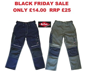 Men Lee Cooper Multi Pocket  Work Trouser Heavy Duty Cargo BLACK FRIDAY SALE - Picture 1 of 4