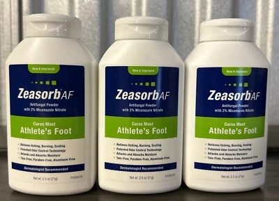 3 件 ZeasorbaF 抗真菌运动员足粉 - 每件 2.5 液量盎司 — 第 1/3 张图片