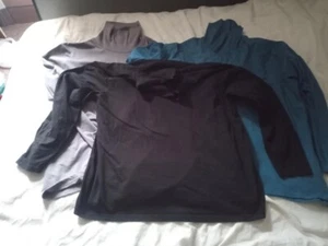 Three 3XXL Atlas For Men Long Sleeved Roll Neck Cotton Shirts black, teal, grey - Picture 1 of 10
