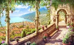 Home Arte Decorazione Murale Scenario Mediterraneo Dipinto ad Olio Stampato su Tela - Foto 1 di 2