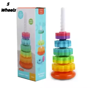 Stacking Toy for Kids Spinning Rainbow Gears Toddler Montessori Educational - Picture 1 of 6